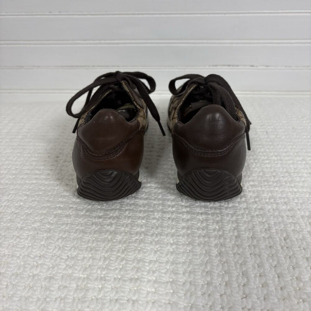 COACH Farah Women's Retro Sneakers Brown & Khaki 6B Signature C Leather Jacquard - Picture 4 of 16